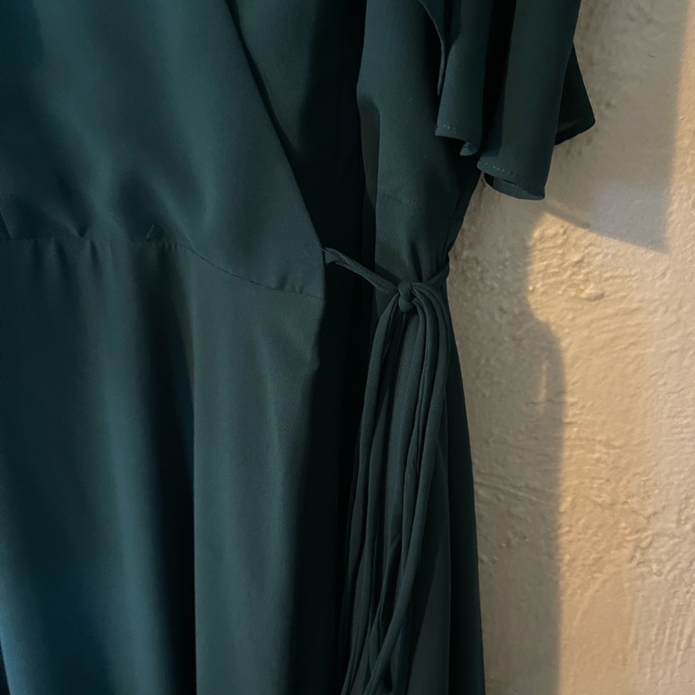 Lulus Easy  Listening Forest Green Cold-Shoulder Wrap Maxi Dress - Picture 7 of 12
